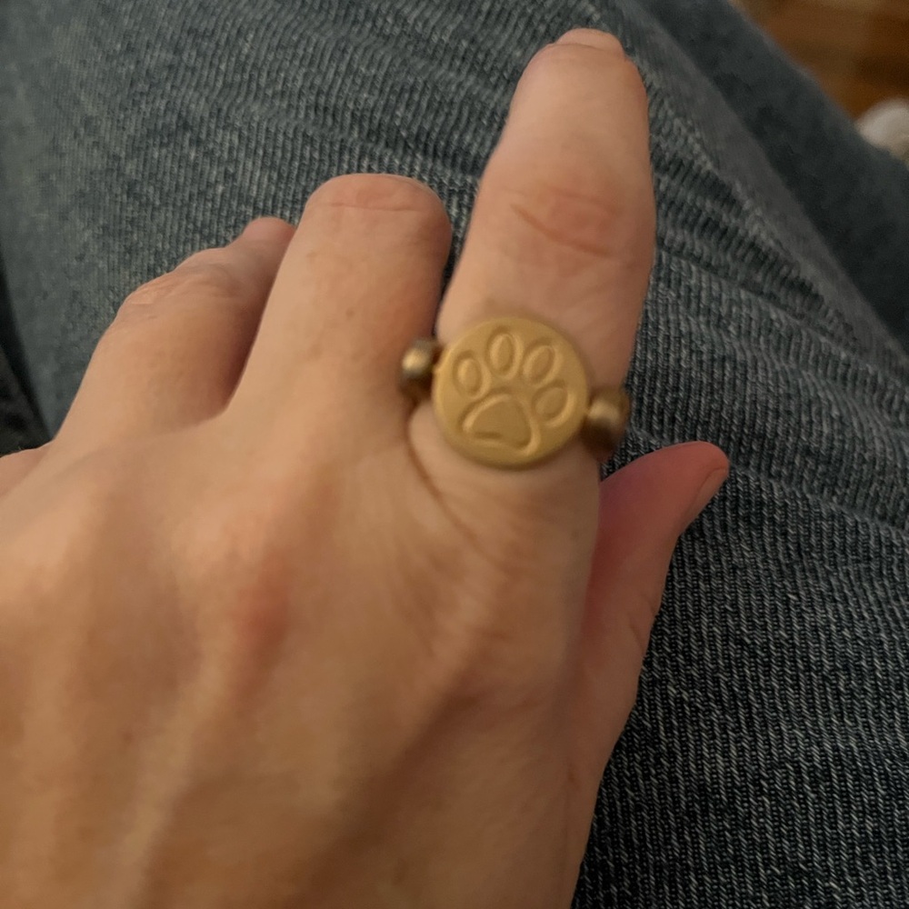 Gold Paw Print Adjustable Ring - Women's Jewelry